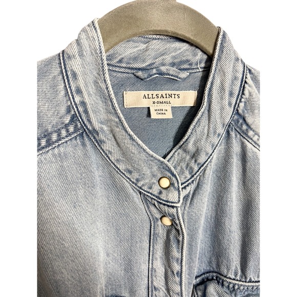 All Saints Loe Snap Front Denim Shirt Dress Size XS - Picture 6 of 9